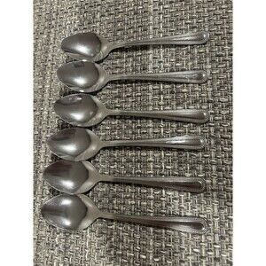Vintage Gibson Stainless Steel Tablespoons Set Of 6 Beaded Edge 7” Long